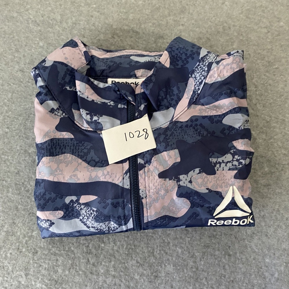 Reebok Camo Quarter-Zip Windbreaker Jacket Women's Large‎ Purple Pink Pullover - Picture 13 of 13
